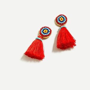 J. Crew Beaded tassel stud earrings